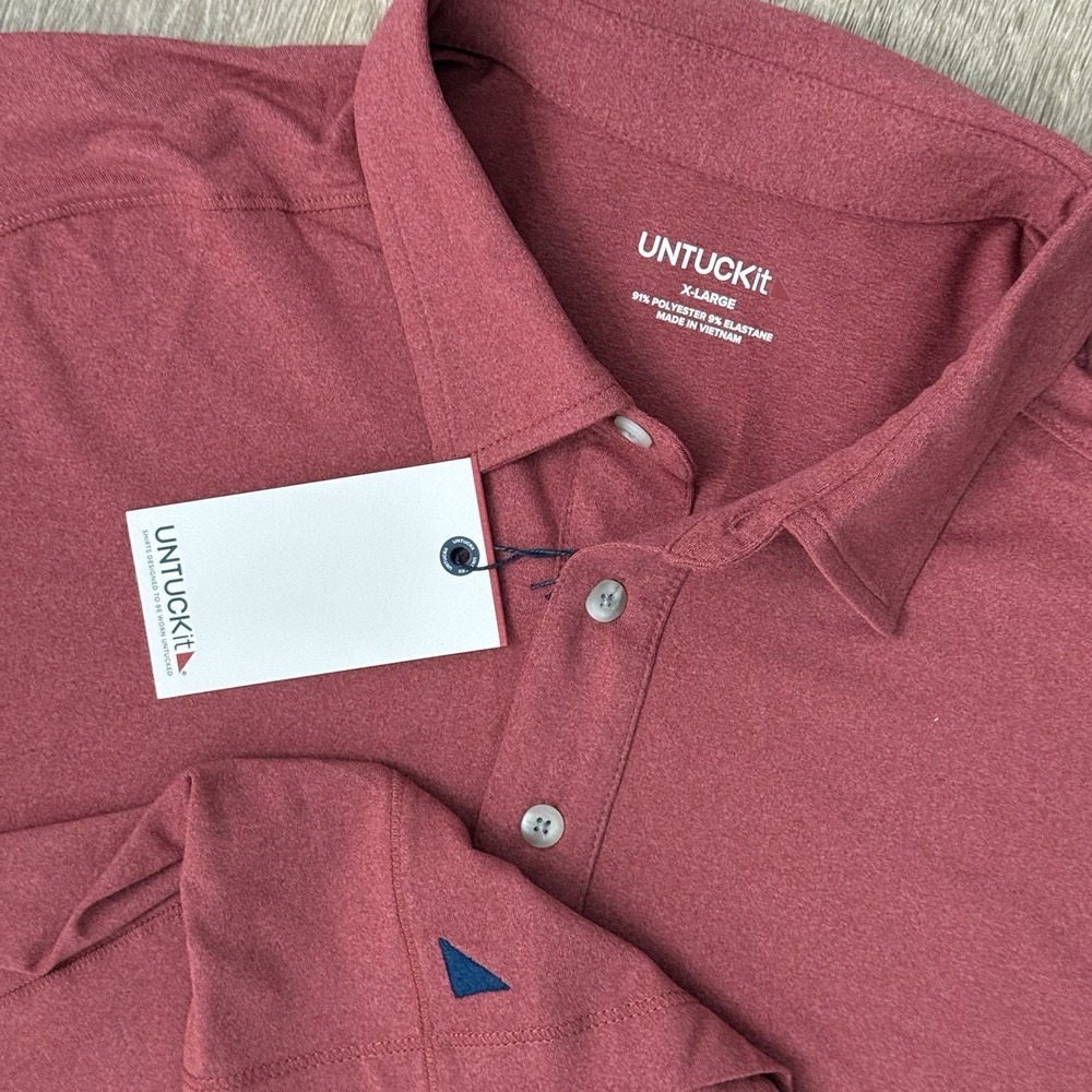NWT Untuckit Clavidor Performance Polo Men's XL Regular Red Short Sleeve